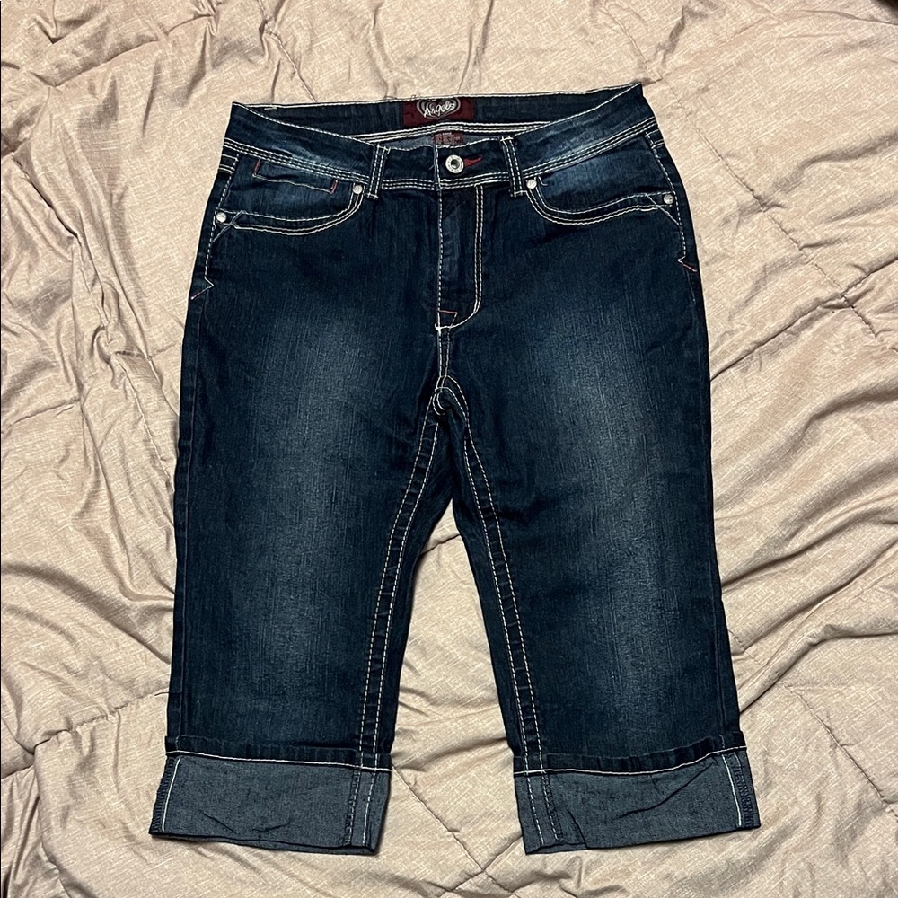 Angels Dark Blue Denim Capri Jeans 8 VGUc